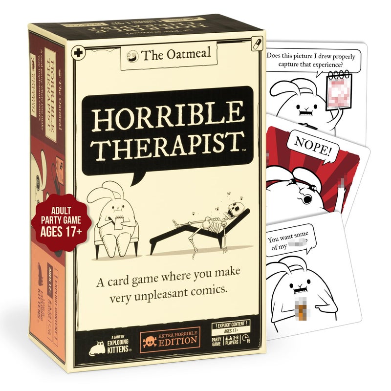 Exploding Kittens Horrible Therapist: Extra Horrible Edition by Exploding Kittens - A Card Game for 3-8 Players, Ages 17+ - Adult Party Game for Family Night - Image 1